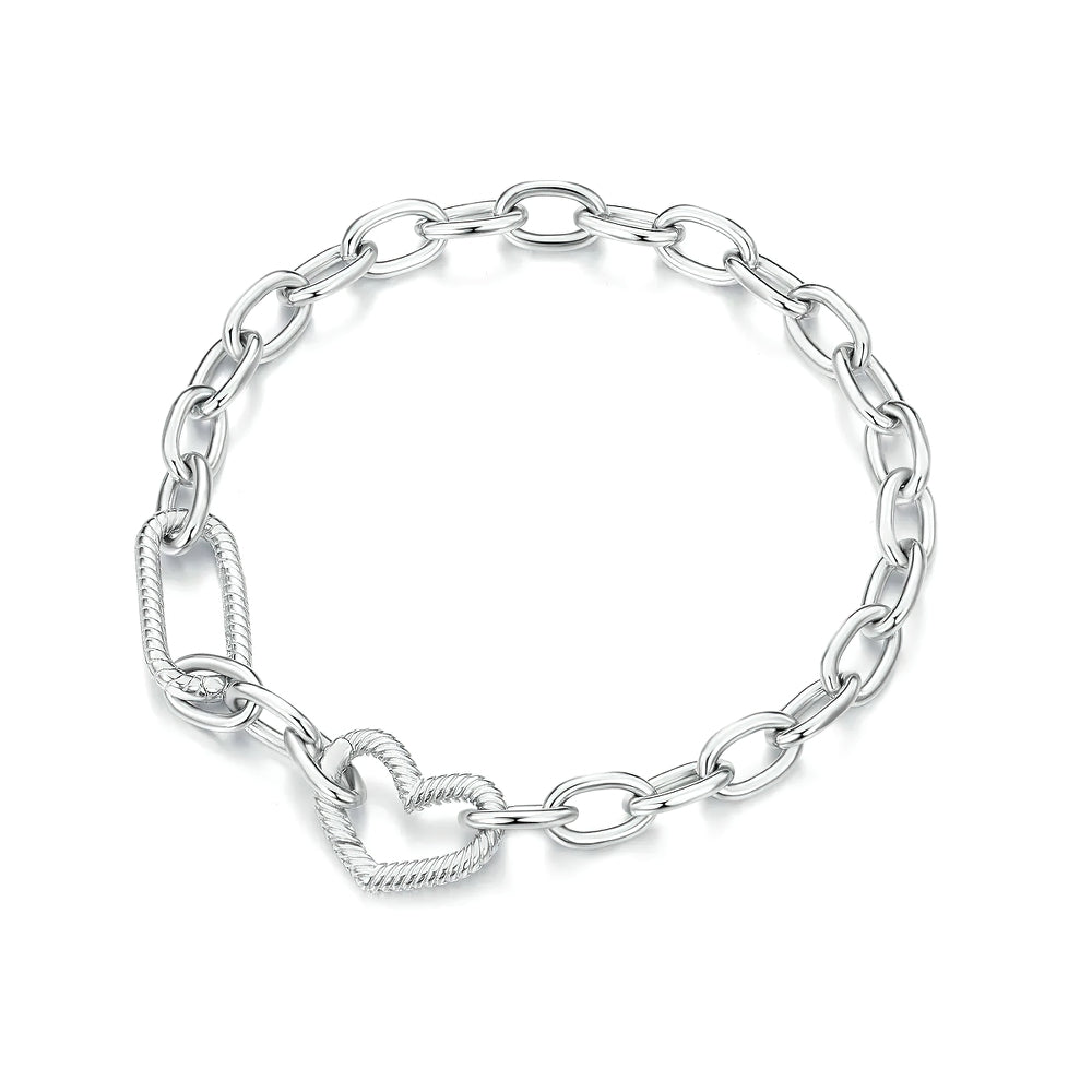 Cielo Heart Clasp Bracelet - 925 Sterling Silver