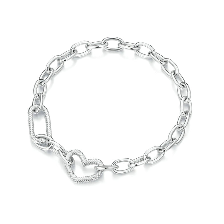 Cielo Heart Clasp Bracelet - 925 Sterling Silver
