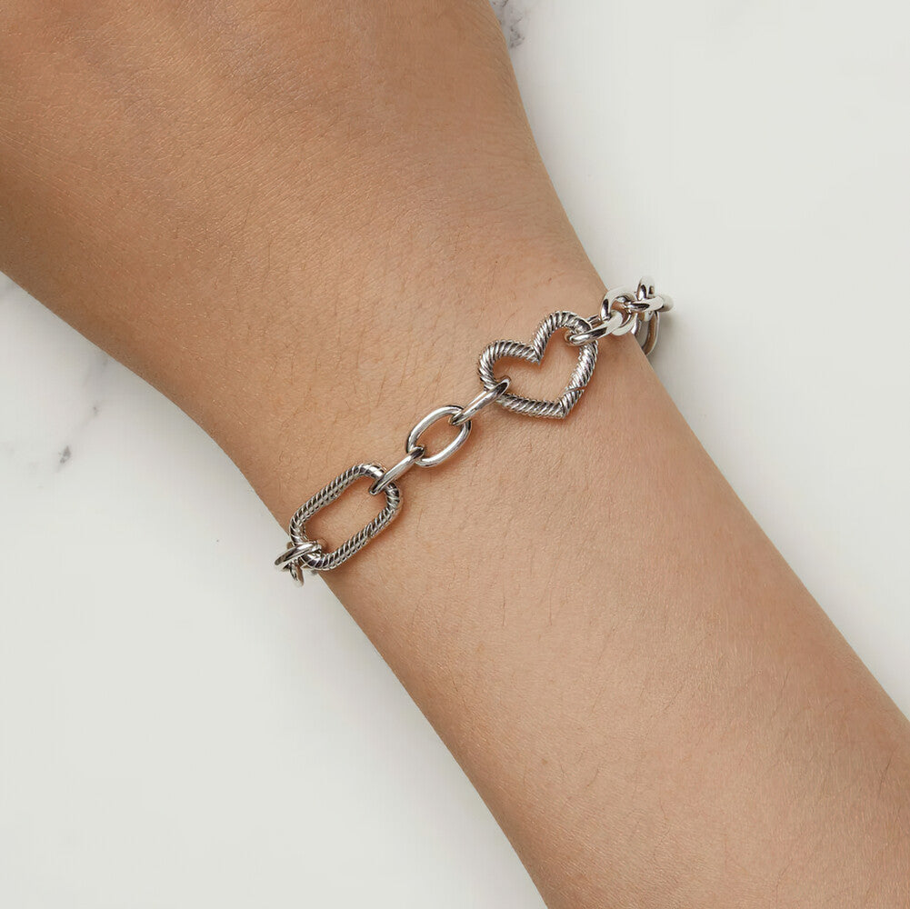 Cielo Heart Clasp Bracelet - 925 Sterling Silver