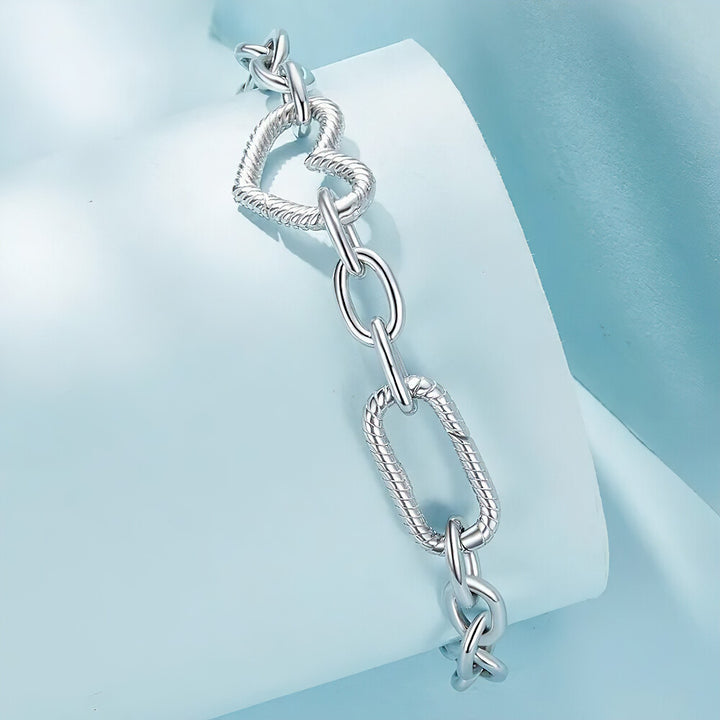 Cielo Heart Clasp Bracelet - 925 Sterling Silver