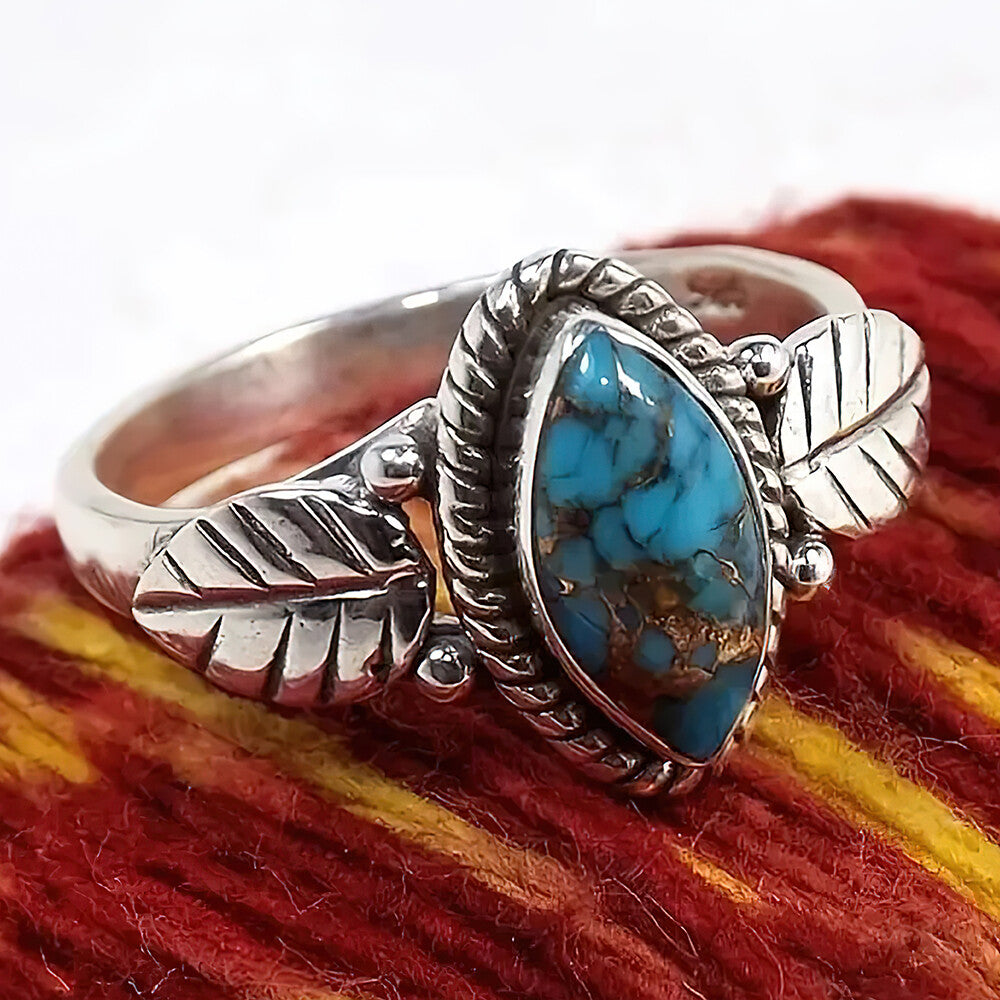 Aquamarine Leaflet Ring