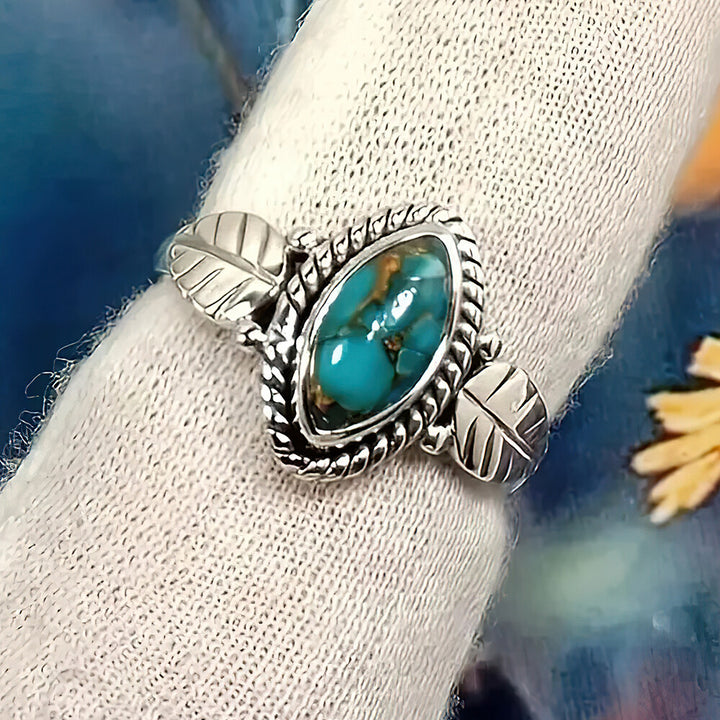 Aquamarine Leaflet Ring