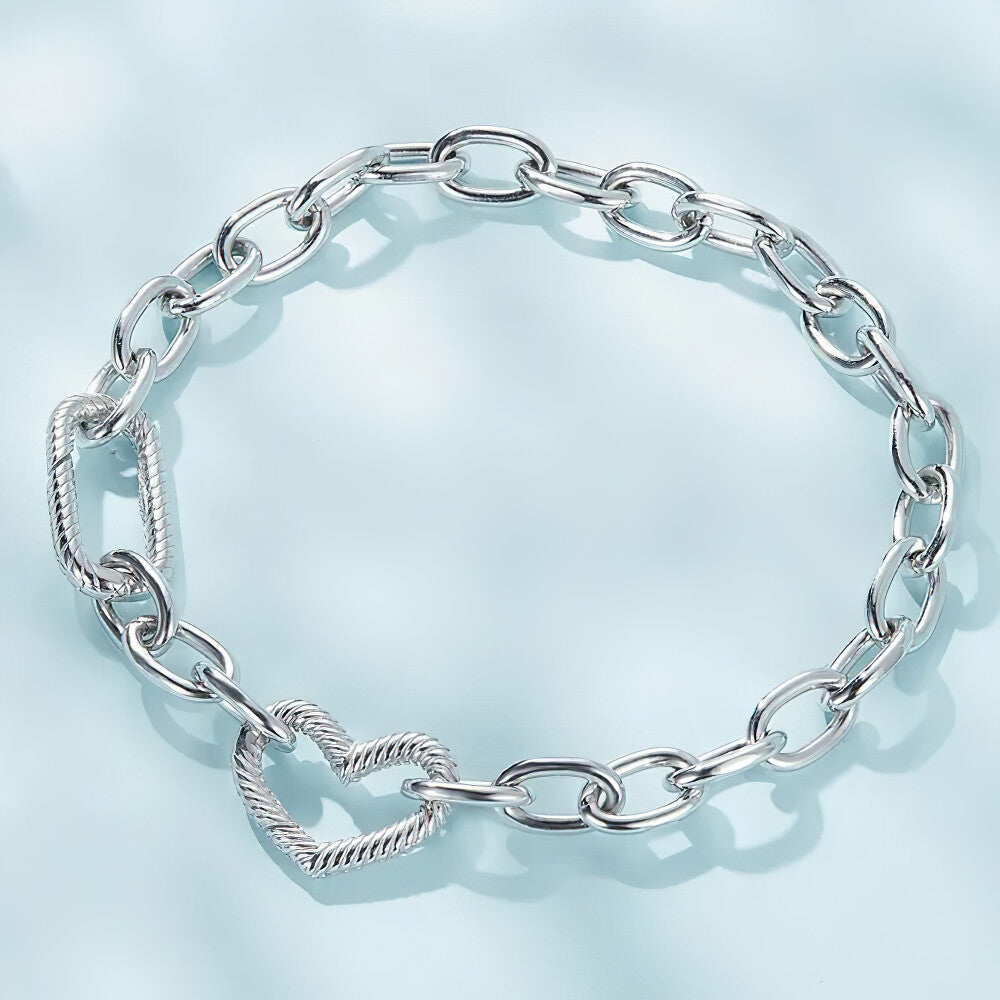 Cielo Heart Clasp Bracelet - 925 Sterling Silver