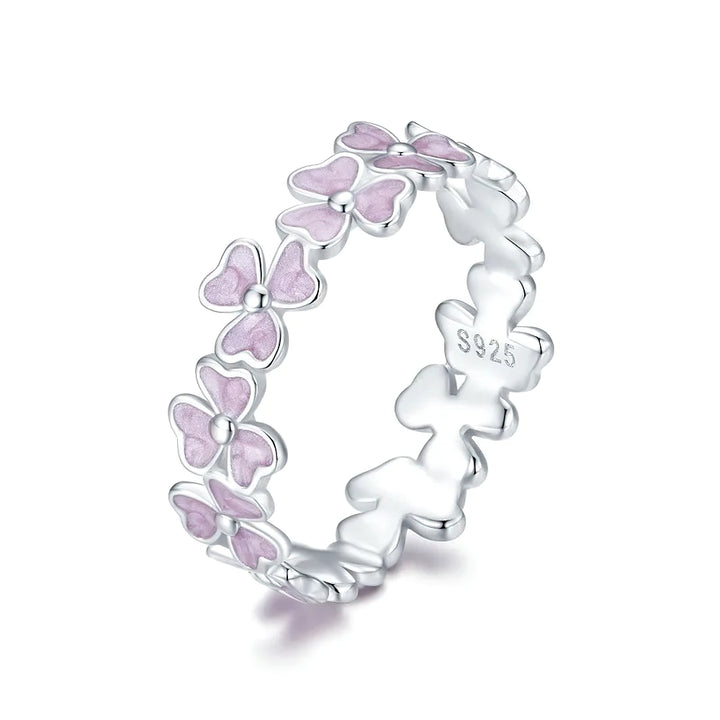 Lavender Clover Ring - 925 Sterling Silver