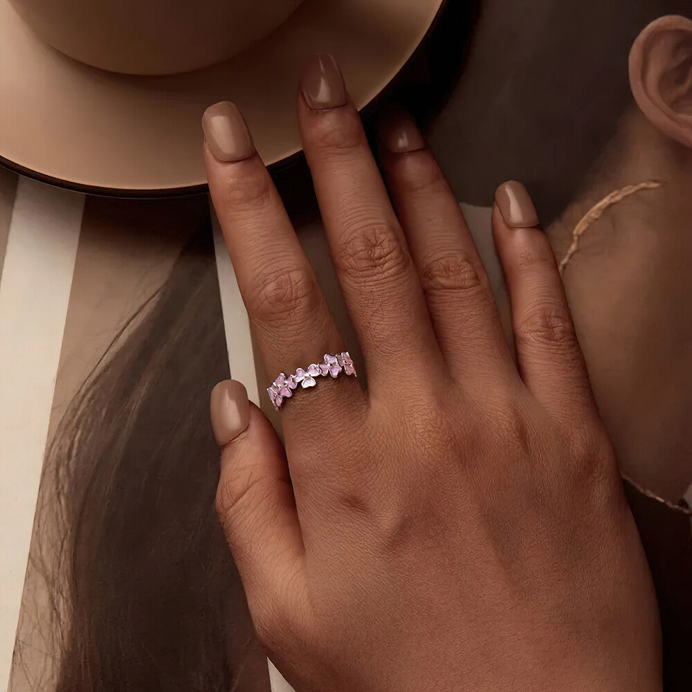 Lavender Clover Ring - 925 Sterling Silver