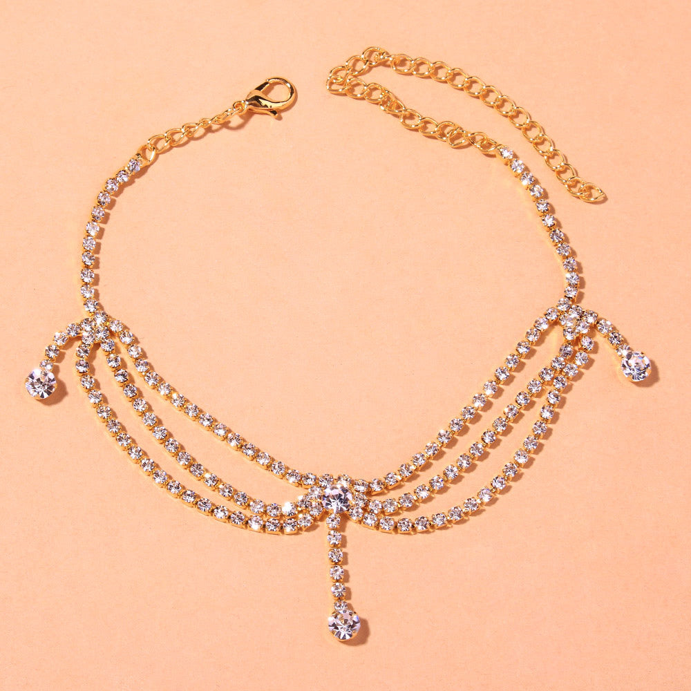 Alexandra Rhinestone Chain Anklet