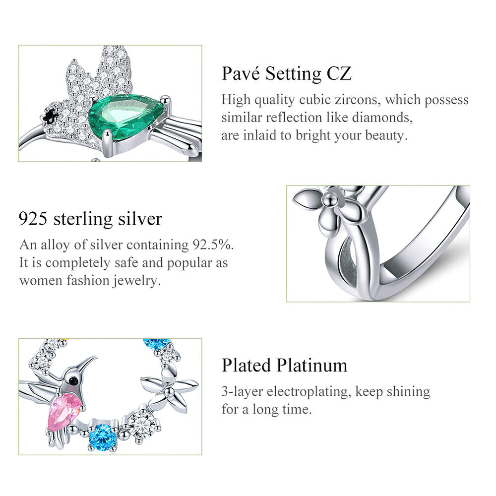 Hummingbird Sterling Ring - 925 Sterling Silver