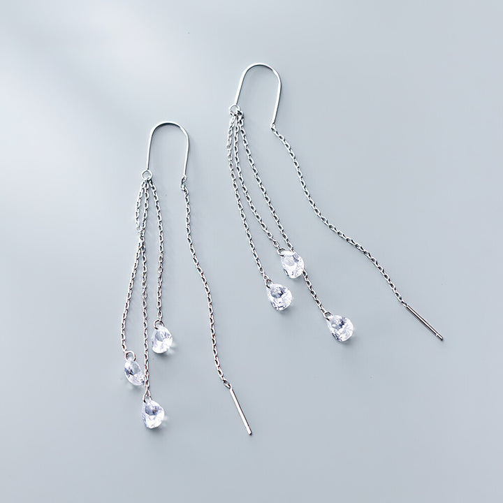 Water Drop Dangle Earrings - 925 Sterling Silver