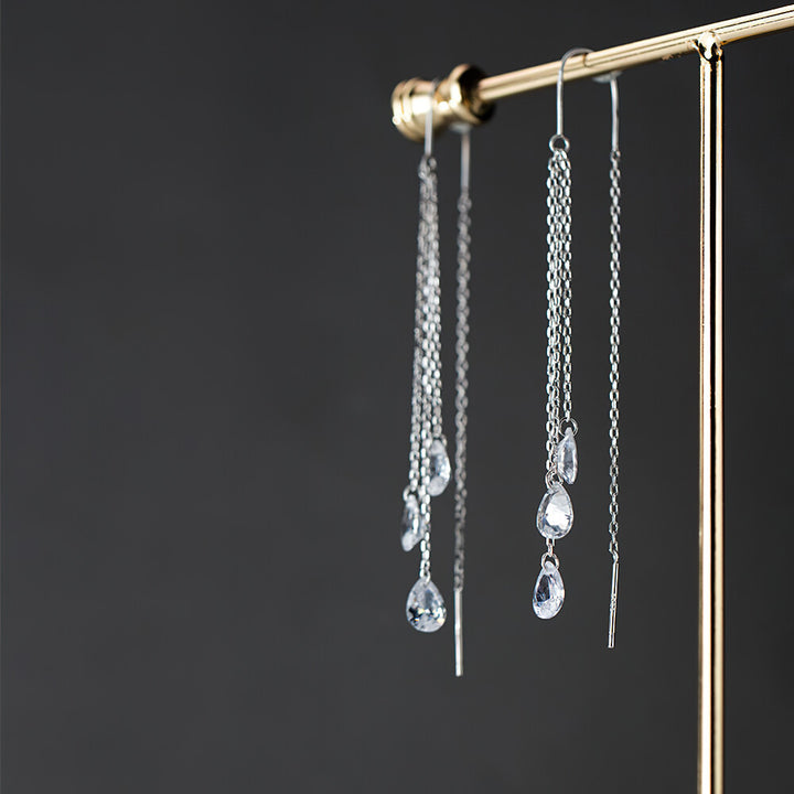 Water Drop Dangle Earrings - 925 Sterling Silver