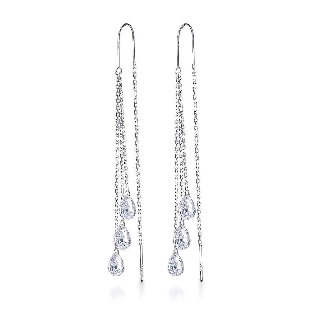 Water Drop Dangle Earrings - 925 Sterling Silver